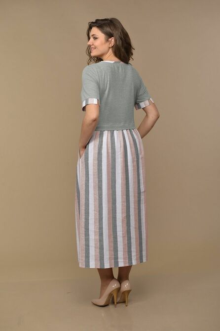 Повседневное платье Lady Style Classic 1581/17 серый_розовый