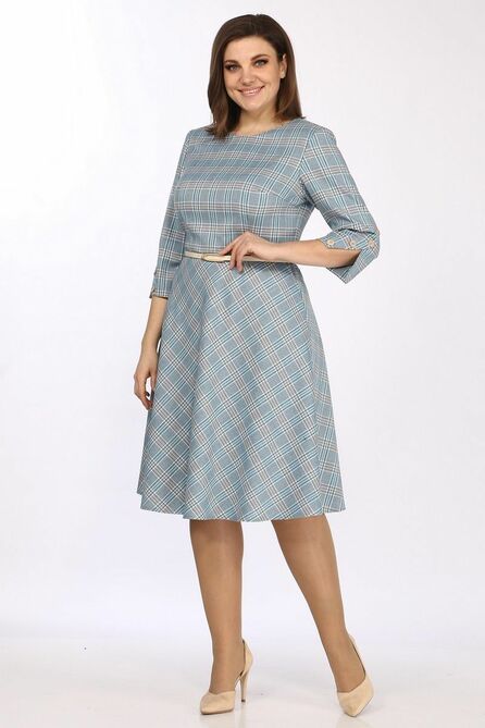 Повседневное платье Lady Style Classic 2461 голубой_клетка