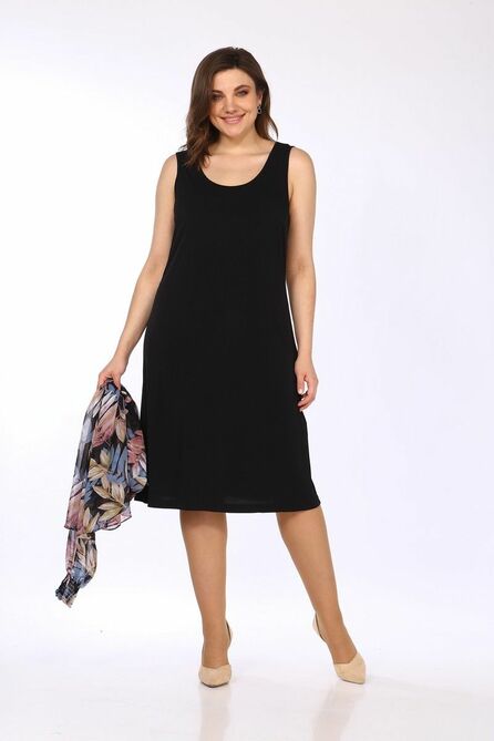 Туника, Платье Lady Style Classic 1601/2 сине-бежевый_цветы