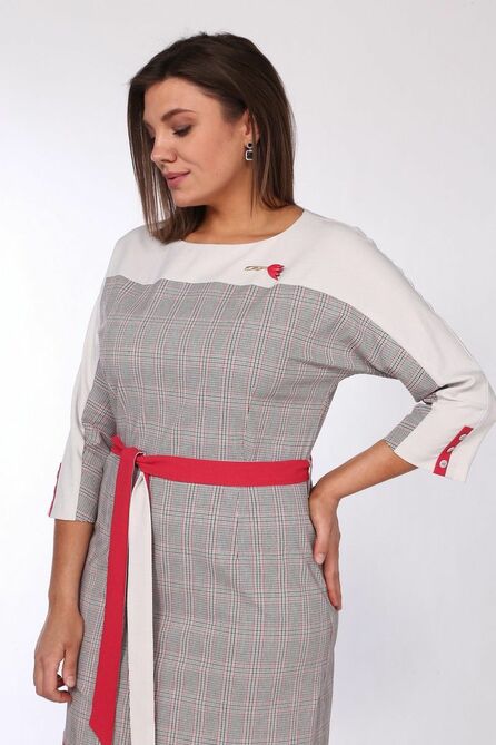 Повседневное платье Lady Style Classic 1551/1 серо-розовый_клетка