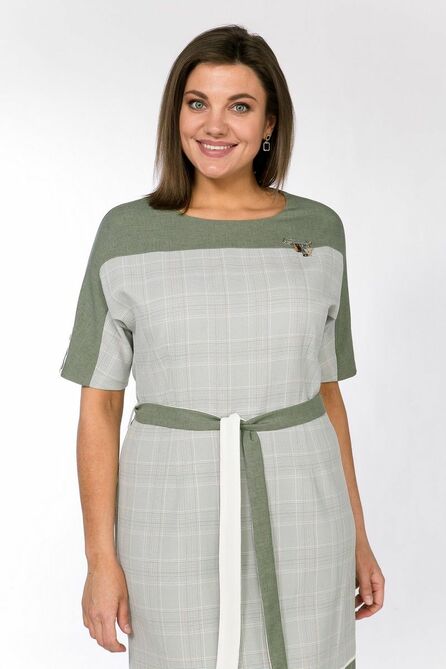 Повседневное платье Lady Style Classic 1551/3 зеленый_клетка