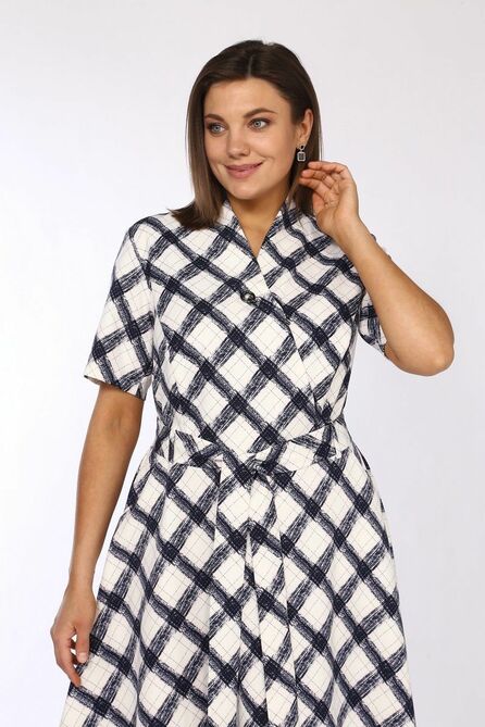 Повседневное платье Lady Style Classic 1533/6 темно-синий_молоко