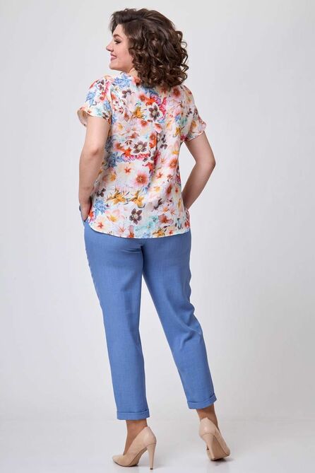 Брюки, Блуза Lady Style Classic 1777/6 синий_с_цветным