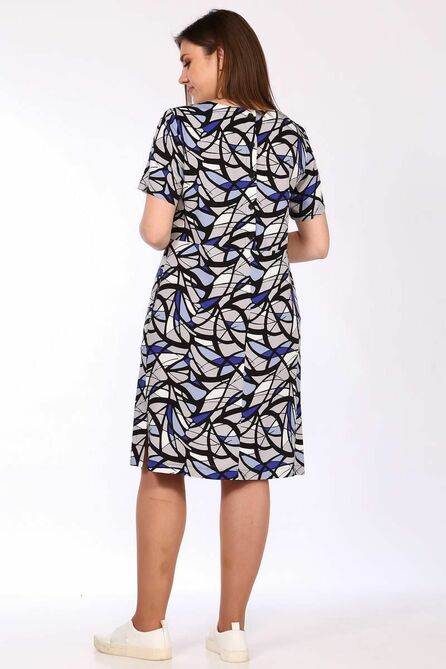 Повседневное платье Lady Style Classic 2018 серый_с_синим/калейдоскоп