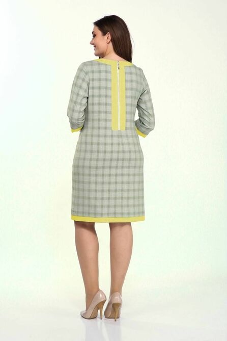 Повседневное платье Lady Style Classic 1427/7 серый_с_желтым