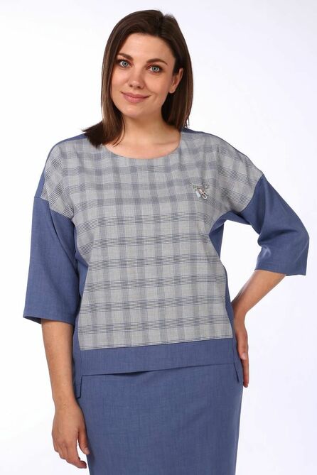 Юбка, Джемпер Lady Style Classic 1674 синий_с_серым