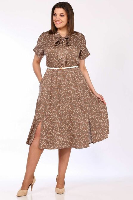 Повседневное платье Lady Style Classic 2530/2 кофейный/сердечки