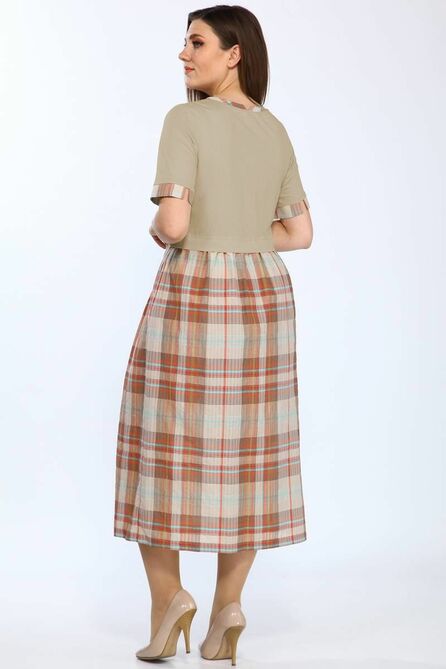 Повседневное платье Lady Style Classic 1581/21 коричневые_тона/клетка
