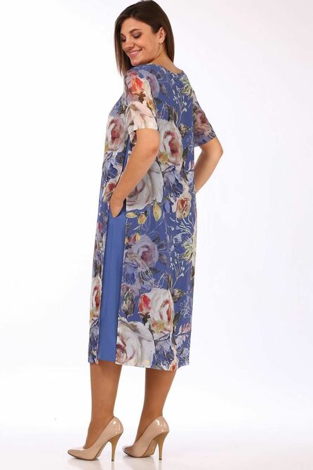 Повседневное платье Lady Style Classic 1767/9 синие_тона/мультиколор