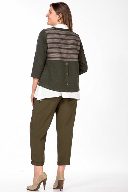 Брюки, Блуза, Жакет Lady Style Classic 1690 хаки_молочный