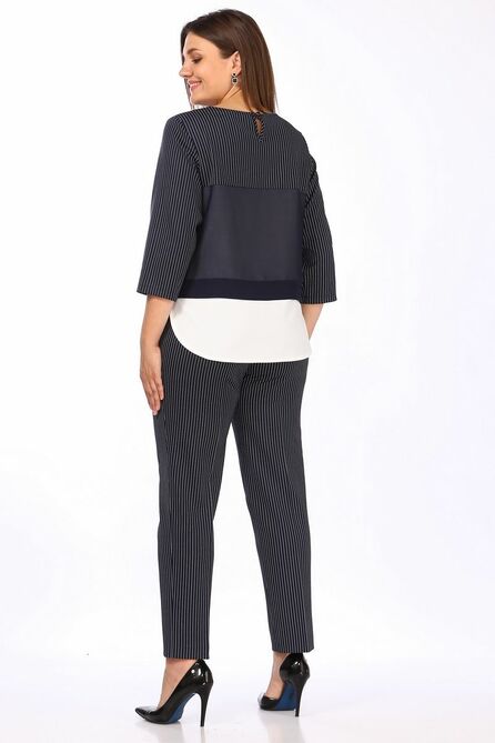 Костюм брючный Lady Style Classic 1320 синий-молочный