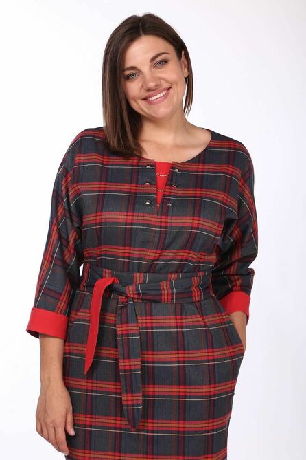 Повседневное платье Lady Style Classic 1232/6 красный_с_темно-синим