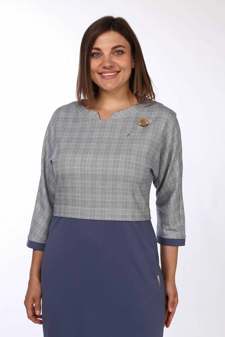 Повседневное платье Lady Style Classic 1449 серый_с_синим