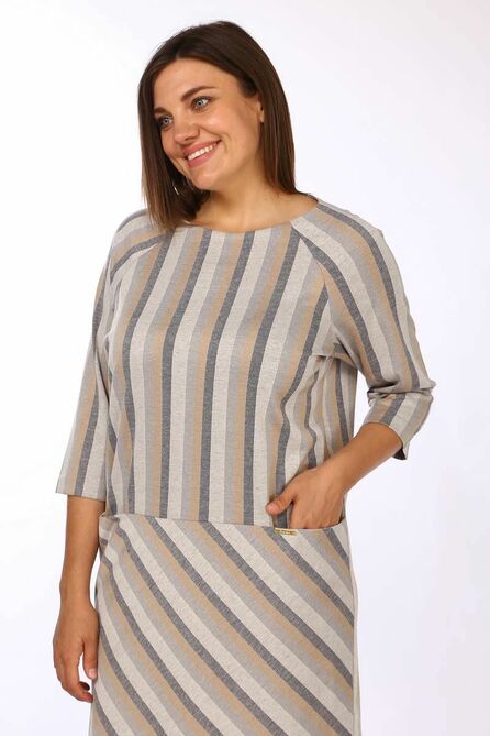 Повседневное платье Lady Style Classic 766/10 серый_с_горчичным_