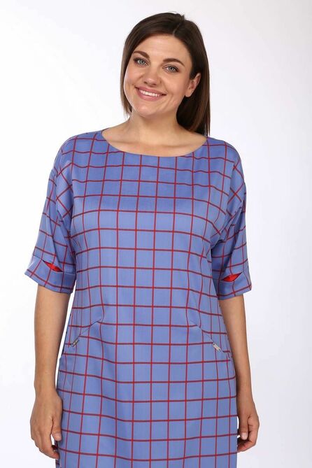 Повседневное платье Lady Style Classic 926/11 голубой_с_красным_ Повседневное платье Lady Style Classic 926/11 голубой_с_красным_