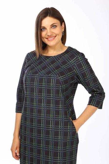 Повседневное платье Lady Style Classic 1234 зеленый_с_темно-синим
