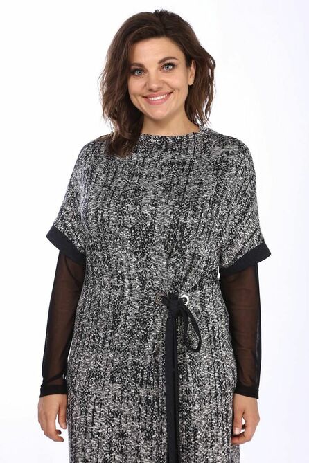 Плательный комплект Lady Style Classic 1740/2 серый_с_черным Плательный комплект Lady Style Classic 1740/2 серый_с_черным