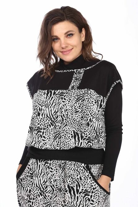 Юбка, Жилет, Водолазка Lady Style Classic 18 серый_с_черным