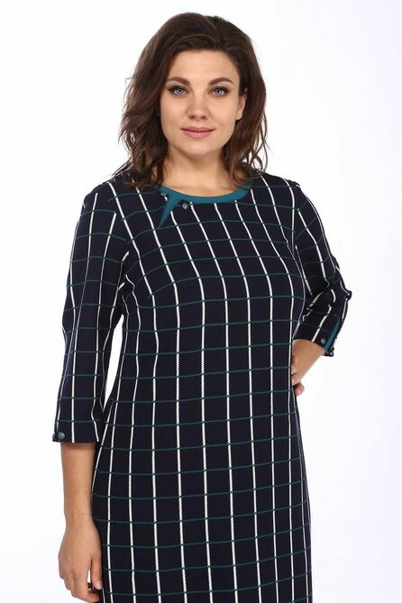Повседневное платье Lady Style Classic 1185 синий/зелено-белая_клетка