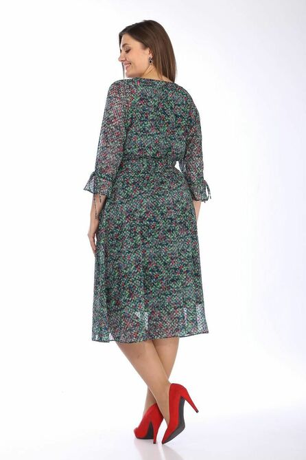 Повседневное платье Lady Style Classic 2204/15 зеленый_с_брусничным