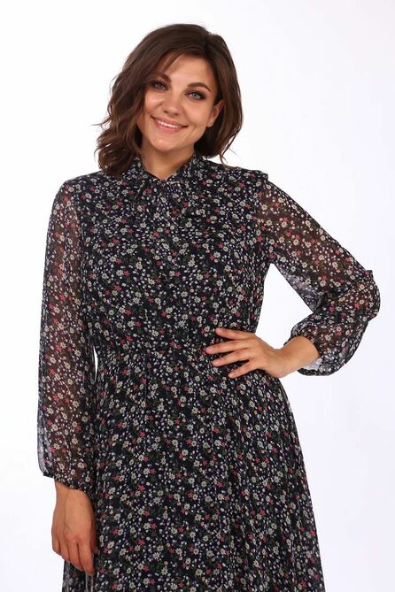 Вечернее платье Lady Style Classic 1773/1 темно-синий_в_цветы