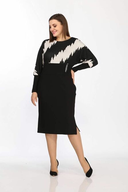 Повседневное платье Lady Style Classic 2424 черный_с_молочным