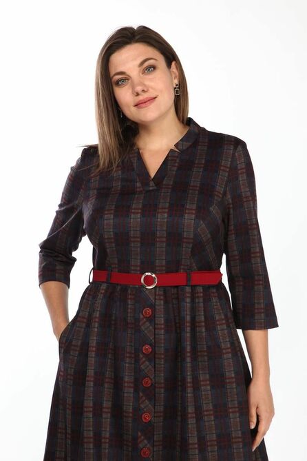 Повседневное платье Lady Style Classic 1260/1 темно-синий_с_бордовым