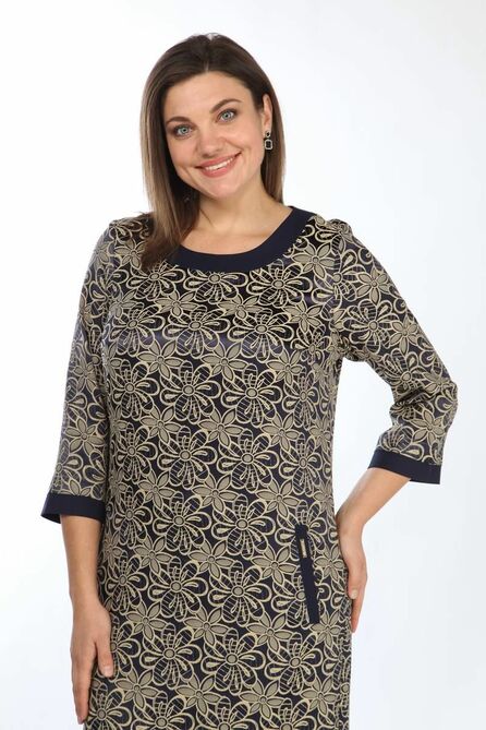 Повседневное платье Lady Style Classic 1427/18 темно-синий_с_бежевым