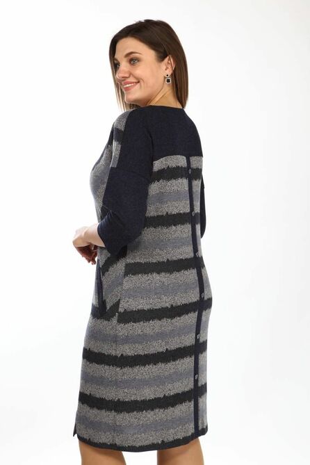 Повседневное платье Lady Style Classic 1442 синий_с_серым Повседневное платье Lady Style Classic 1442 синий_с_серым