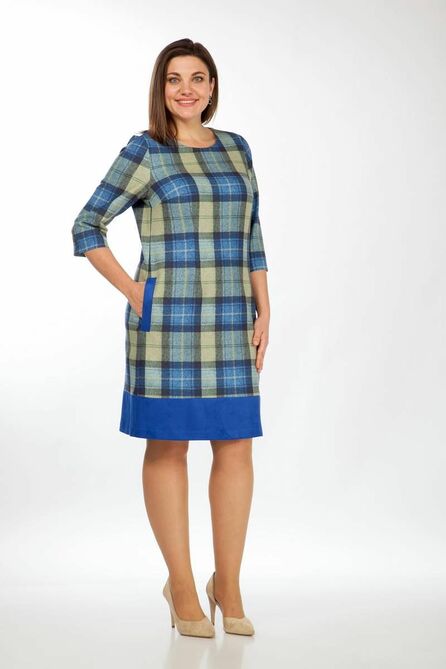 Повседневное платье Lady Style Classic 960/1 синий_с_салатовым_