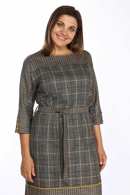 Повседневное платье Lady Style Classic 1551/7 серый_с_желтым Повседневное платье Lady Style Classic 1551/7 серый_с_желтым