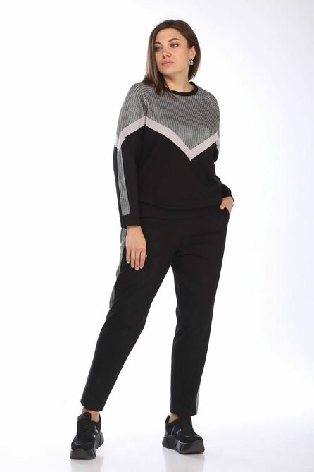 Костюм брючный Lady Style Classic 1753/2 серый_с_черным Костюм брючный Lady Style Classic 1753/2 серый_с_черным