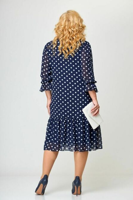 Повседневное платье Lady Three Stars 2299 сине-белый_горох