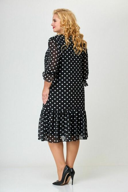 Повседневное платье Lady Three Stars 2299 черно-белый_горох