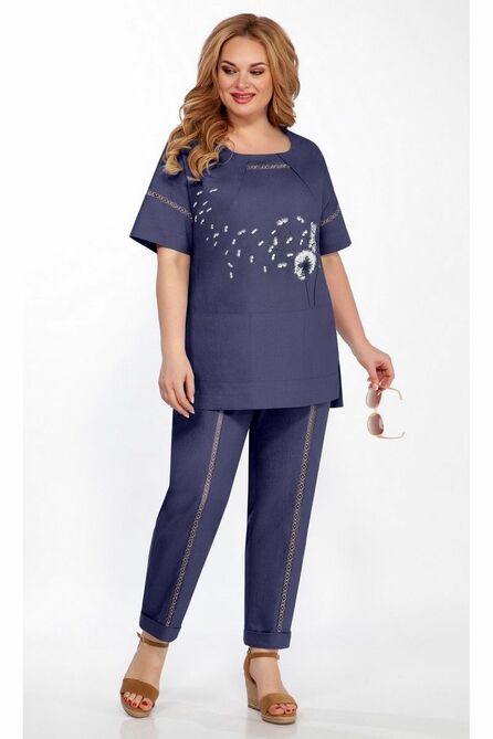 Костюм брючный LaKona 1378 синий_одуванчики