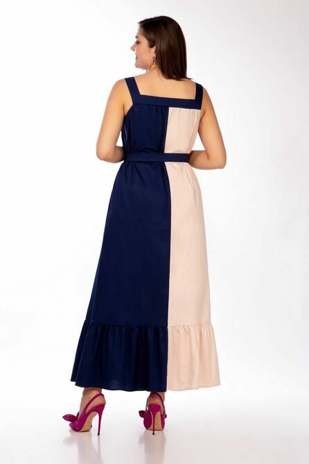 Повседневное платье LaKona 1456 беж-ментол-синий