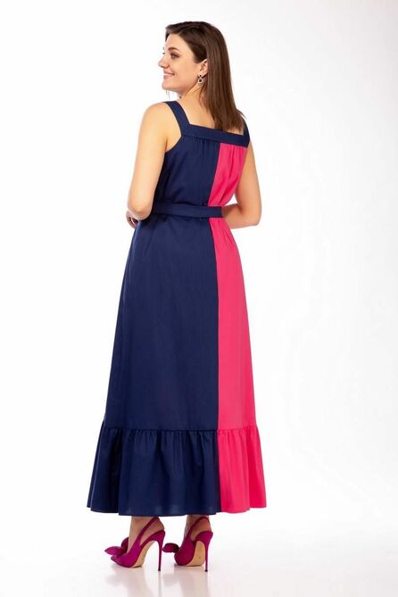Повседневное платье LaKona 1456 фуксия-беж-синий
