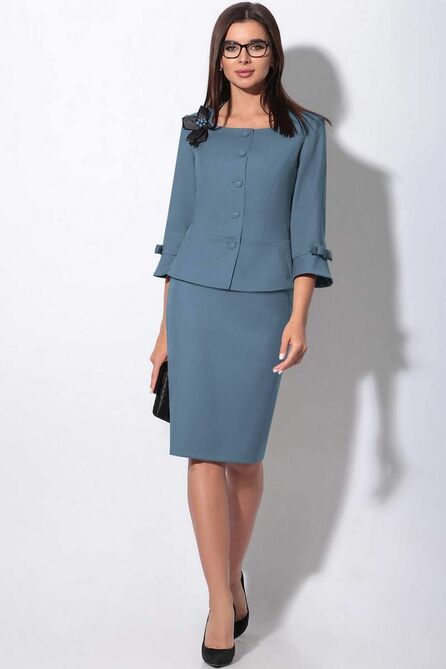 Юбочный костюм LeNata 23757 темно-голубой