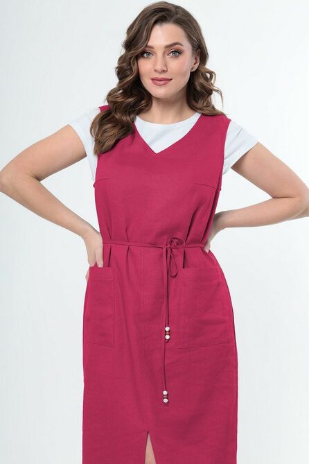 Повседневное платье LeNata 21252 фуксия