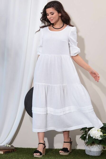 Повседневное платье LeNata 11273 белый Повседневное платье LeNata 11273 белый