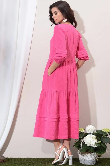 Повседневное платье LeNata 11273 фуксия