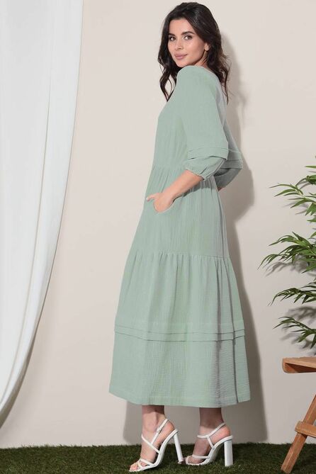 Повседневное платье LeNata 11273 эвкалипт