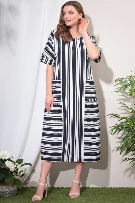 Повседневное платье LeNata 12121 синяя_полоска