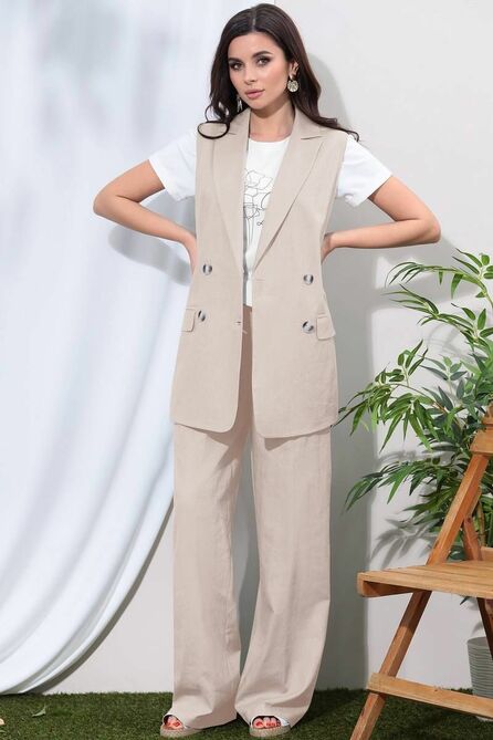 Брюки, Жилет, Джемпер LeNata 31253 бежевый