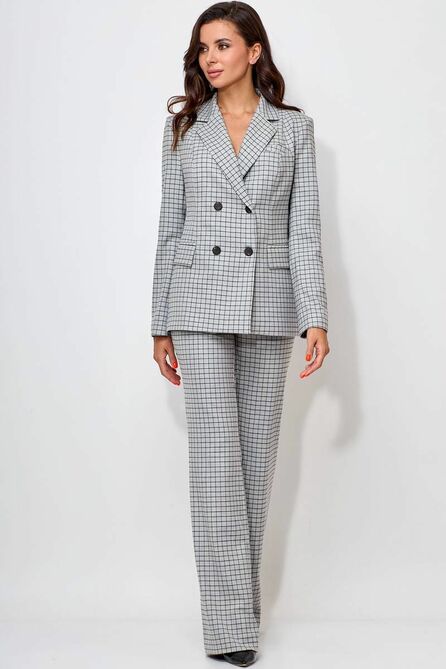 Костюм брючный LeNata 21032 беж-в-клетку