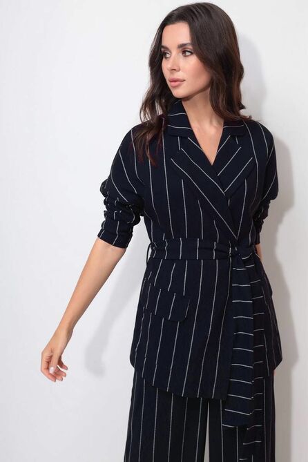 Брюки, Блуза, Жакет LeNata 32246 на-синем-полоска