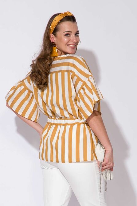 Блузка Лилиана 947L горчица+молочный