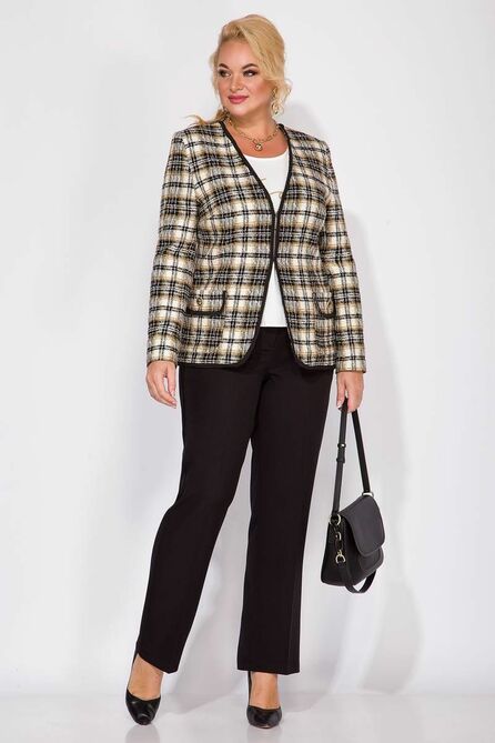 Костюм брючный Лилиана 1102-Бр-П горчица+черный