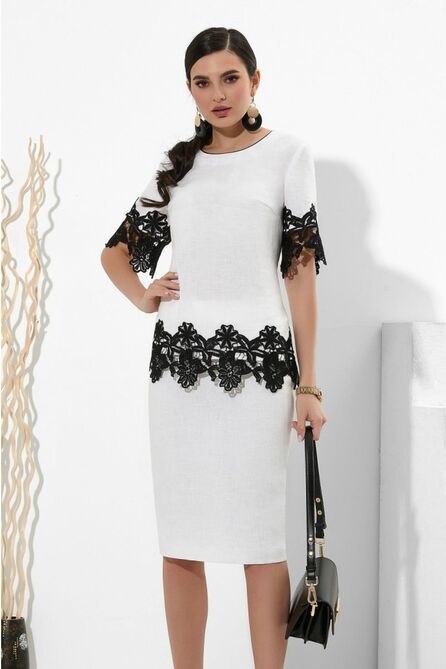 Костюм с блузкой Lissana 4267 белый+черный