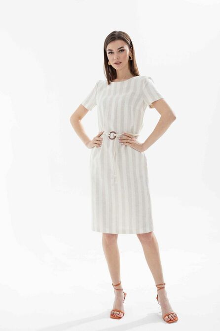 Повседневное платье ЛЮШе 2666 полоска_беж